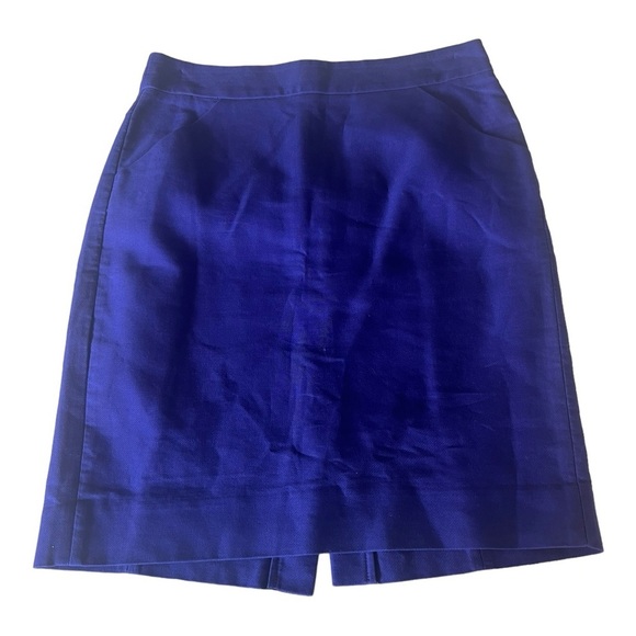 J. Crew Woven Royal Purple The Pencil Skirt Back Slit Front Pocket Size 6 Career - Picture 1 of 11